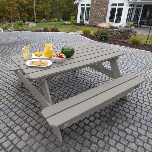 Highwood Hometown Plastic Outdoor Picnic Table Harbor Gray AD-TBL