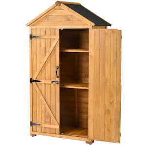 2.95 ft. W x 1.86 ft. D Outdoor Wood Shed with Lockable Doors, 3-Tier Shelves for Backyard (17.4 sq. ft.)