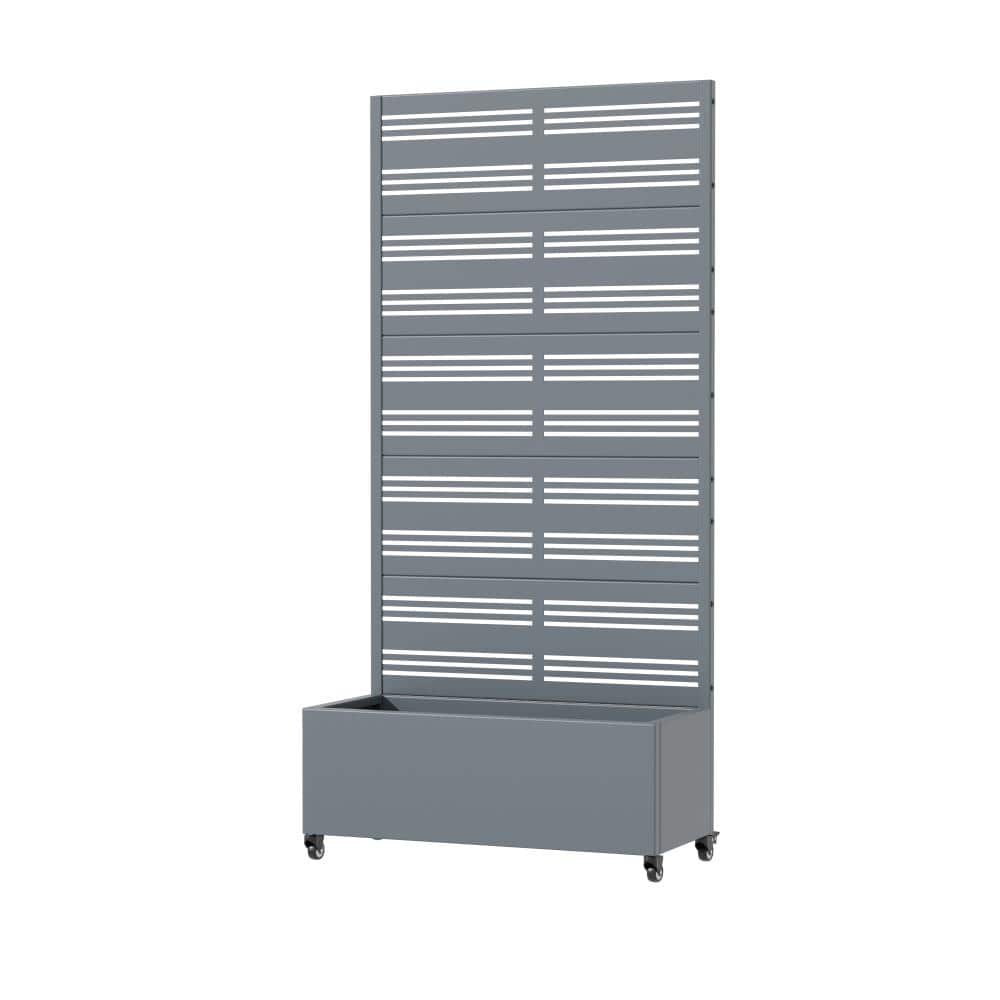 72 in. H x 35 in. W Charcoal Outdoor Galvanized Steel Privacy Screen Planter Box Trellis with Detachable Wheels price history on PriceWatchPro