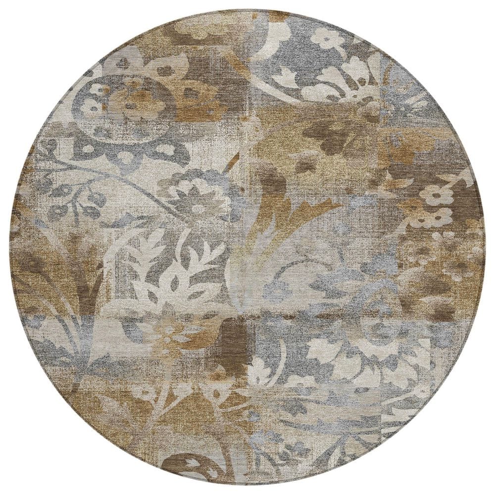 Chantille Machine Washable Indoor/Outdoor Abstract ACN2915 Chocolate 8 ft. x 8 ft. Round Rug price history on PriceWatchPro