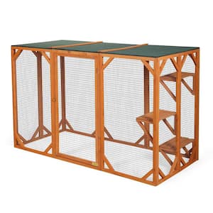 Wooden Outdoor Cat House Pet Enclosure with 3 Platforms