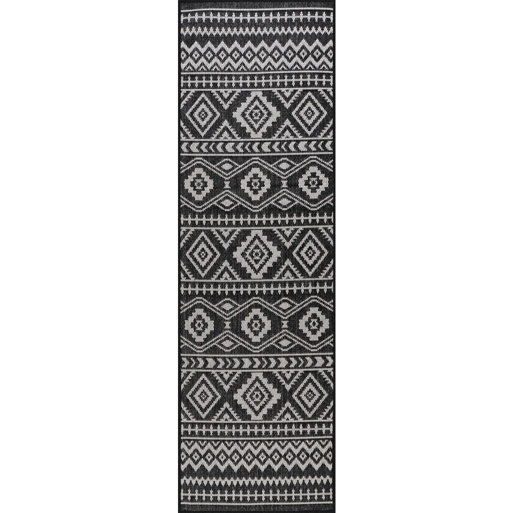 Beverly Rug Waikiki Black/White 2 ft. x 7ft. Moroccan Indoor/Outdoor Area Rug, Black / White Beverly Rug indoor outdoor rugs are available in various sizes; 2 ft. x 3 ft. doormat rug (2 ft. 2 in. x 3 ft. 3 in.), 2 ft. x 7 ft. (2 ft. 2 in x 7 ft.) runner rug, 4 ft. x 6 ft. area rug (3 ft. 11 in. x 5 ft. 11 in.), area rug 5 ft. x 7 ft. (5 ft. 3 in. x 7 ft.), 6 ft. x 9 ft. area rugs (6 ft. 7 in. x 9 ft.), large area rug 8 ft. x 10 ft. (7 ft. 10 in. x 10 ft.) and 6 ft. 7 in. round rug. You can use our non shedding rugs wherever needed; either indoors such as living room, dining room, laundry room, bedroom, hallway, children playroom, or outdoors such as deck, patio, pool side, picnic, beach, garage, or guest lounges. These fade resistant indoor rugs has UV protection and offer environment protection with their eco-friendly and breathable material. The vibrant colors will not fade in the sun. Ideal for high traffic areas. With natural color options of beige, blue, grey and dark grey, this beautiful Moroccan design area rug is perfect fit for your vintage decor. Color: Black / White.