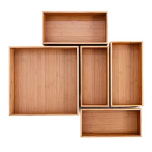 5-Piece Bamboo Storage Organizer Box Set