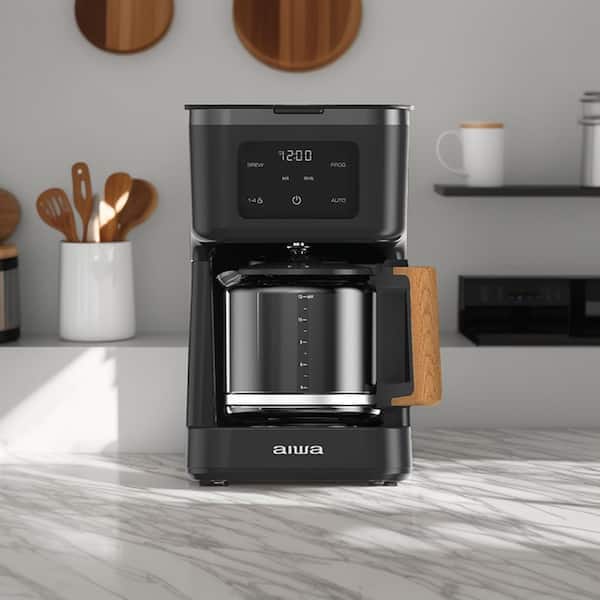 AIWA 12 Cup Black Drip Coffee Maker with Programmable