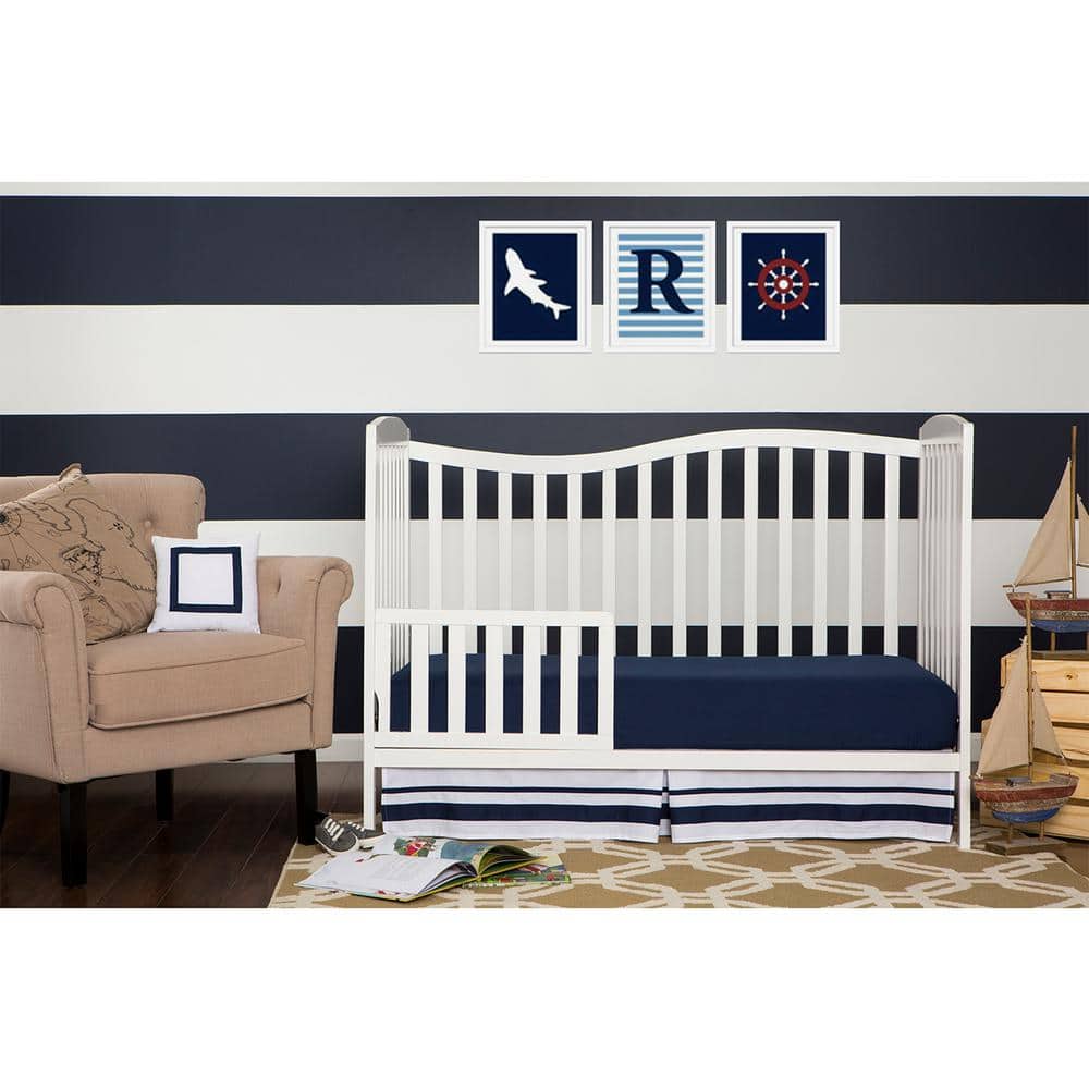 White Pinewood 5-in-1 Convertible Sleigh Crib