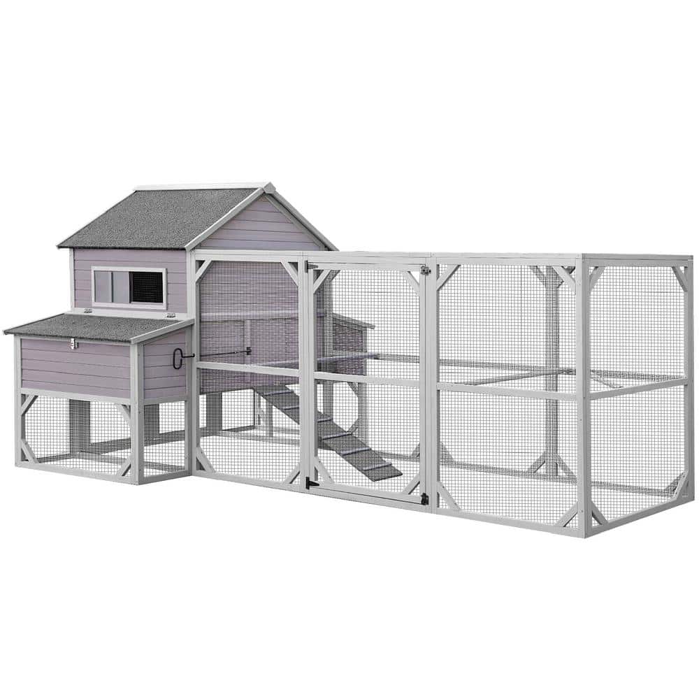 Coziwow Chicken Coop & Roosting Bar Small Pet Hutch, Gray
