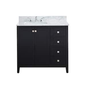 Coltrane 36 in. W x 22 in. D x 34.75 in. H Bath Vanity in Dark Espresso with Marble Vanity Top in White with Basin