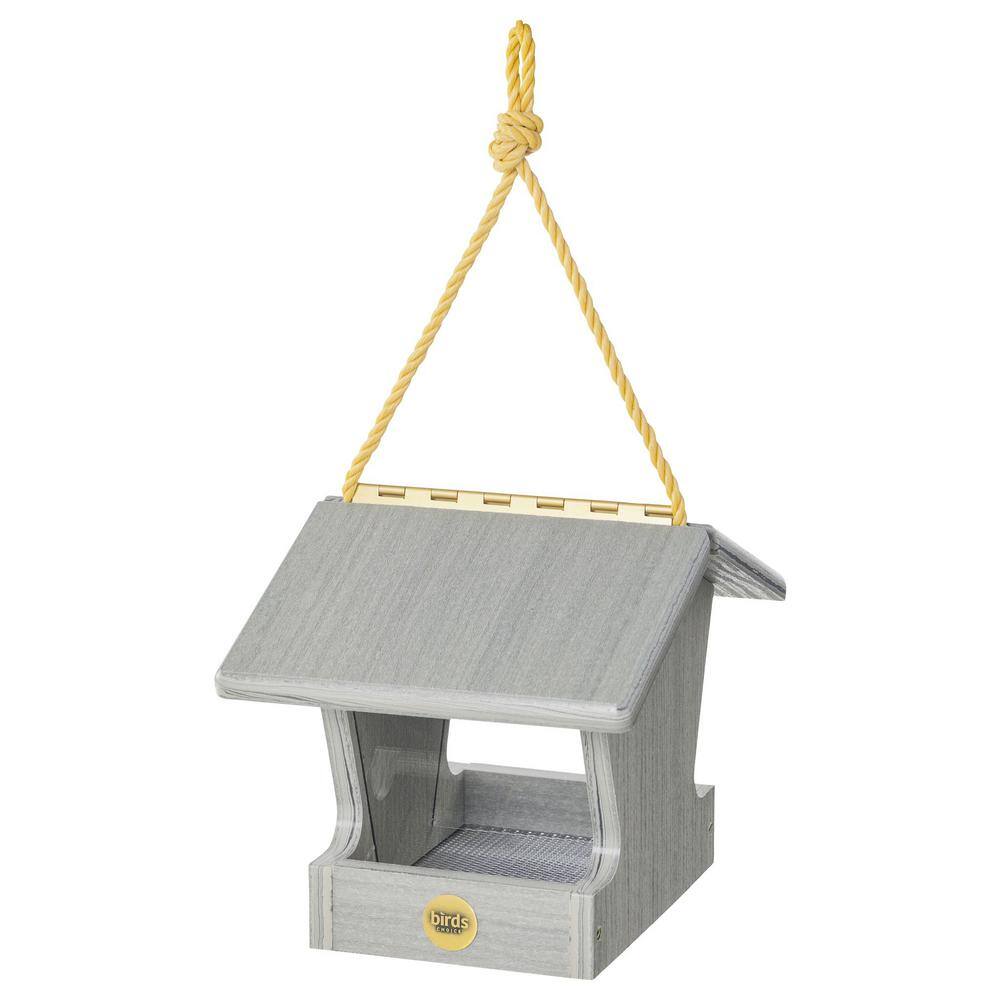 Small Driftwood Gray Hanging Plastic Hopper Bird Feeder