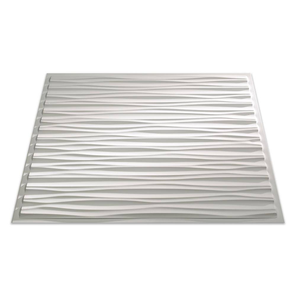 Gloss White Embossed Vinyl Drop-In Ceiling Tile 24'' x 24''