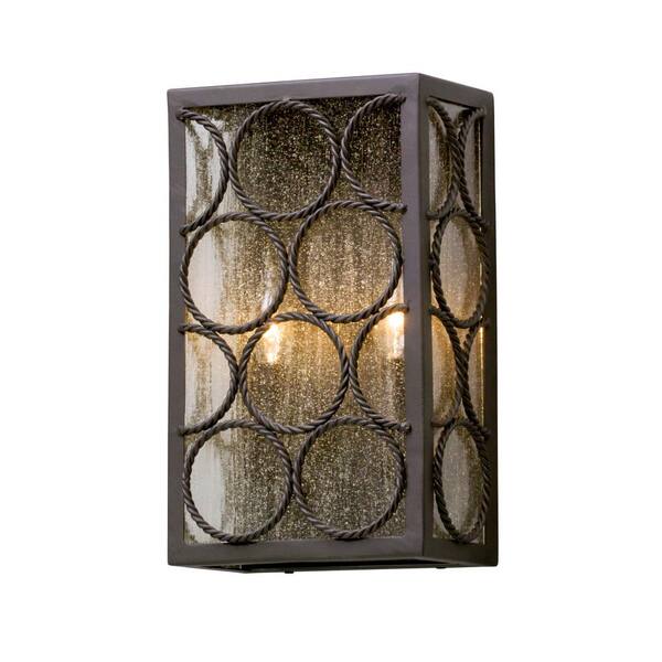 Troy Lighting Bacchus 2-Light Textured Bronze Outdoor Wall Lantern Sconce