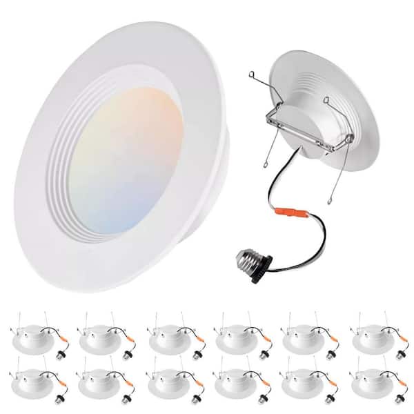 6 in. Integrated LED Recessed Light White IC Rated Dimmable Indoor LED retrofit Trim Selectable CCT,1050-Lumen,12-PACK