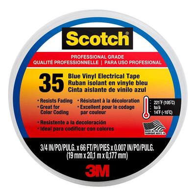 4-Pack 3M 10836 Scotch 35 Blue Electrical Tape 3/4" x 66' x 0.007" 