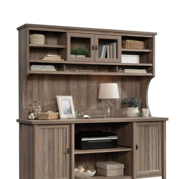 Sauder Costa Washed Walnut Office Hutch, Computer Hutch Desk With Doors