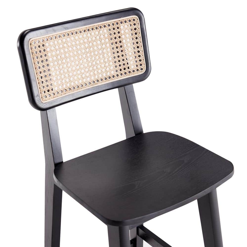 Ash Wood Black and Natural Cane Dining Chair