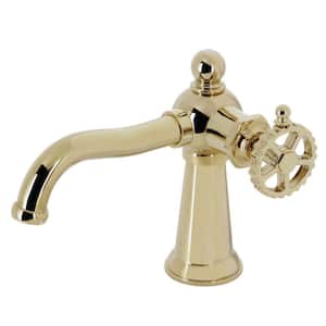 Fuller Single-Handle Single-Hole Bathroom Faucet with Push Pop-Up in Polished Brass