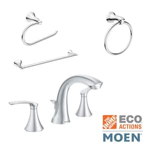 Darcy 8 in. Widespread 2-Handle Bathroom Faucet Kit with 3-Piece Hardware Set Chrome (24 in. Towel Bar)(Valve Included)