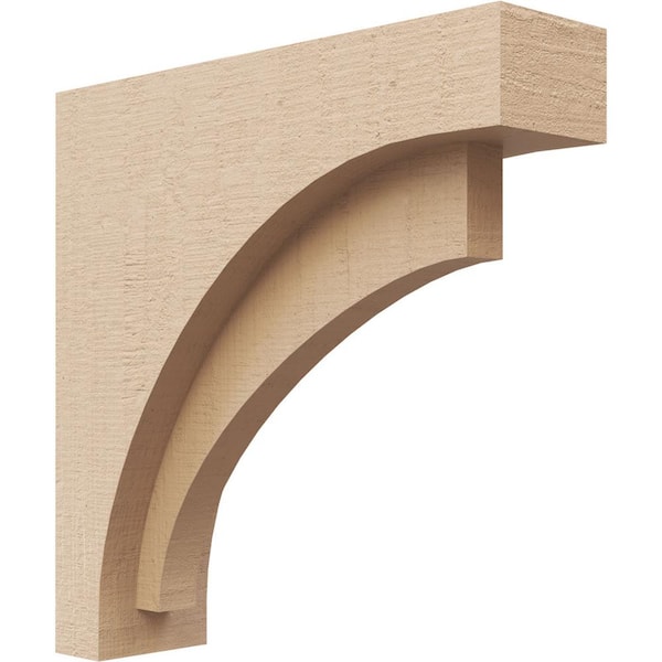 Ekena Millwork 3 in. x 12 in. x 12 in. Series 1 Thin Rivera Rough Cedar Woodgrain Timberthane Polyurethane Corbel, Primed Tan