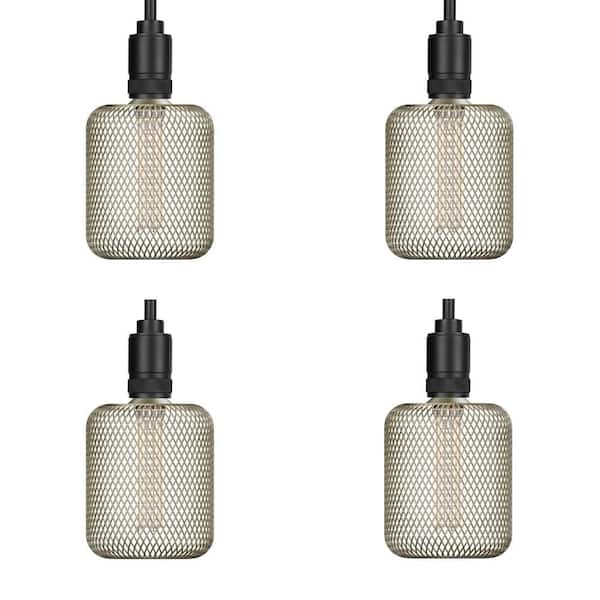 25-Watt Equivalent Dim Vintage Oversized Specialty Code E26 LED Light Bulb W/ Mesh Cage Matte Gold Soft White (4-Pack)