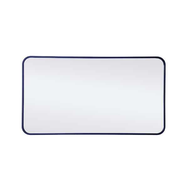 Unbranded Timeless Home 40 in. H x 22 in. W Blue Modern Soft Corner Rectangular Wall Mirror