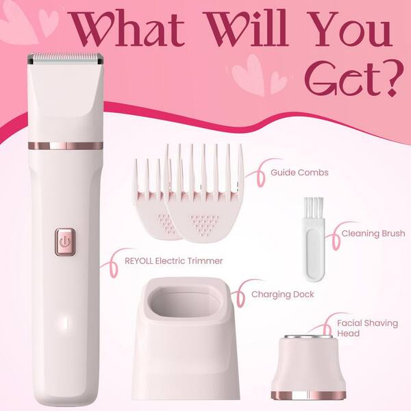 Wudkey 1-Piece Bathroom Accessory Set in Pink, Bikini Trimmer for