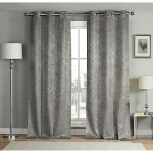 Grey Thermal Grommet Blackout Curtain - 38 in. W x 84 in. L