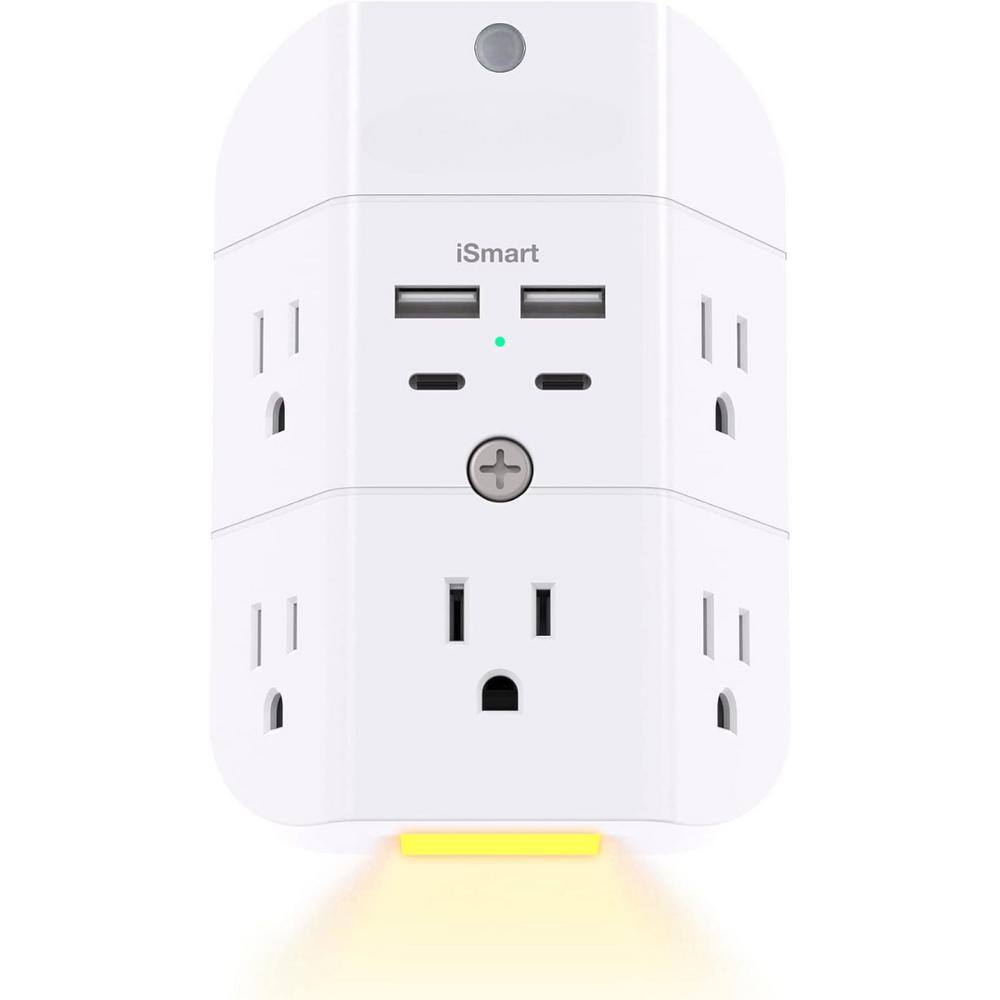 5-Outlet Power Strip Surge Protector Extender Splitter with 4 USB Port in W