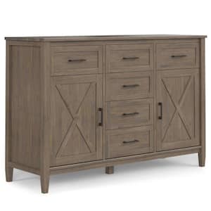 Ela Smoky Brown Solid Wood and Pine 54 in. x 18 in. Rectangle Transitional Sideboard