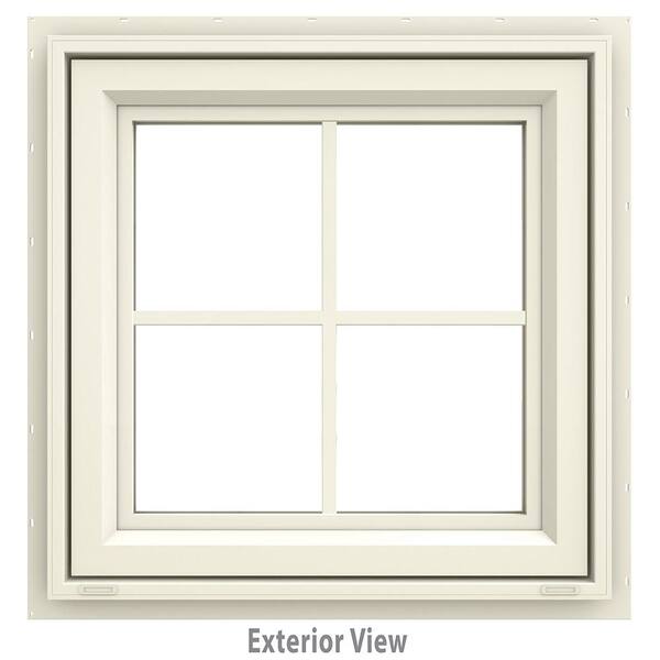 JELD-WEN 23.5 in. x 23.5 in. V-4500 Series Cream Painted Vinyl Awning Window with Colonial Grids/Grilles