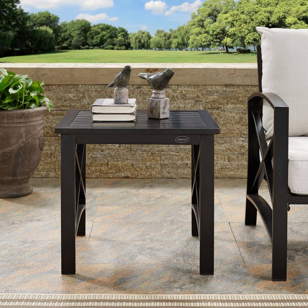 Kaplan 26" Oiled Bronze Steel Outdoor Side Table
