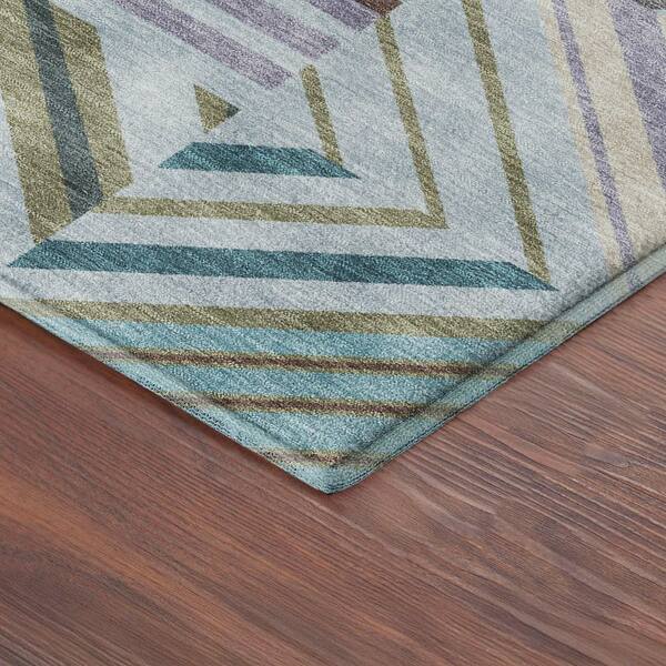 Mayfield Premium Machine Washable Abstract AMF2399 Teal 10 ft. x 14 ft. Area Rug
