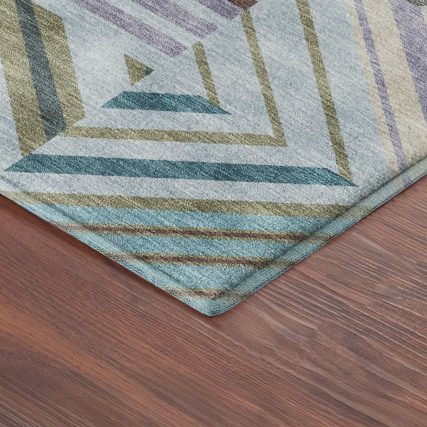 Mayfield Premium Machine Washable Abstract AMF2399 Teal 2 ft. x 3 ft. Accent Rug