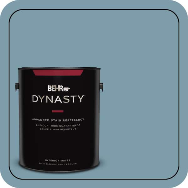 BEHR DYNASTY 1 gal. #S470-4 Dolphin Blue One-Coat Hide Matte Interior Stain-Blocking Paint & Primer