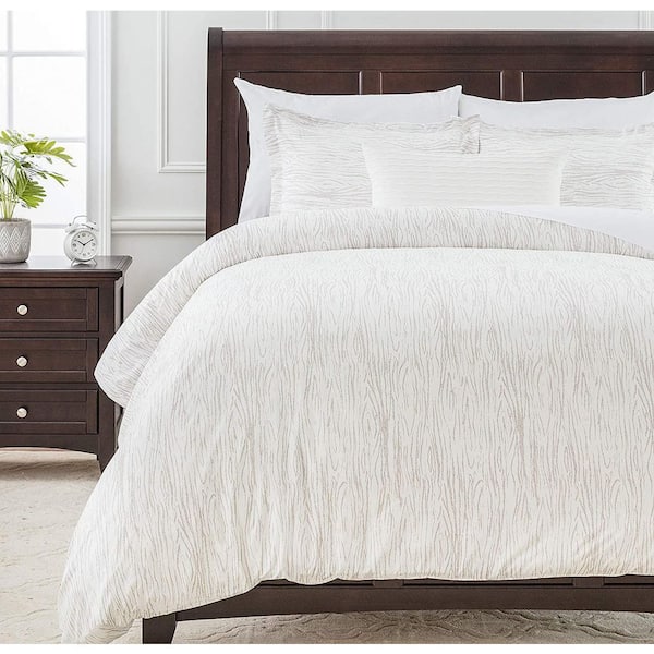 CHANASYA CHANASYA Taupe Woodgrain Print Microfiber Duvet Cover Set, King Size