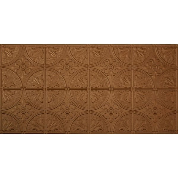 Global Specialty Products Dimensions Faux 2 ft. x 4 ft. Glue-up Tin Style Aged Copper Ceiling Tile for Surface Mount