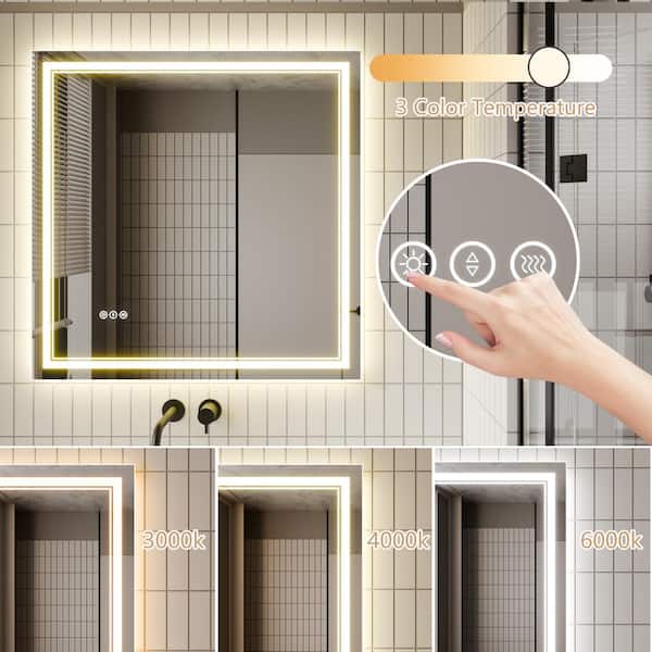 36 in. W x 36 in. H Square Frameless LED Light Dimmable Anti-Fog Wall Bathroom Vanity Mirror