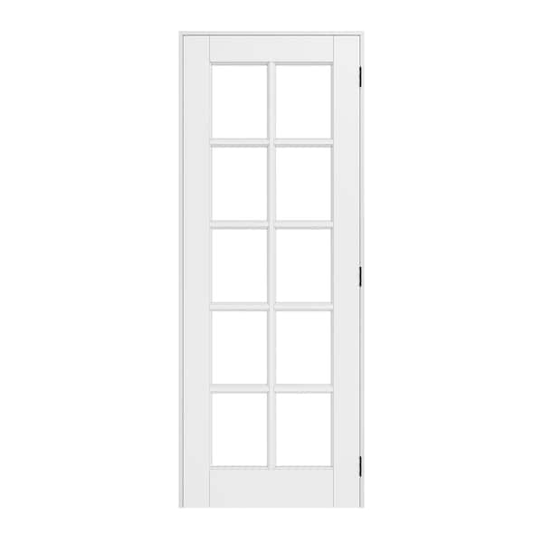 ARK DESIGN 32 in. x 80 in. 10-Lite Clear Glass Left Handed White Solid Core MDF Door with Quick Assemble Jamb Kit