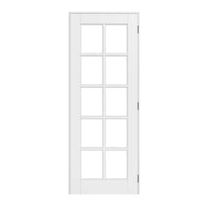 32 in. x 80 in. 10-Lite Clear Glass Left Handed White Solid Core MDF Prehung Door with Quick Assemble Jamb Kit