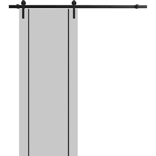 Sartodoors 18 in. x 80 in. 1 Panel Matte Grey Solid Wood with Honeycomb Sliding Barn Door with Hardware Kit