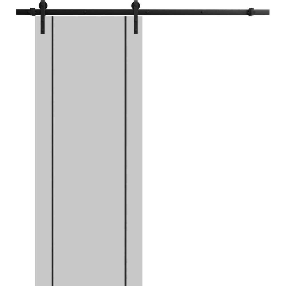 Assembly Required 36 in. x 80 in. 1-Panel Matte Grey Solid Wood with Honeycomb Sliding Barn Door with Hardware Kit price history on PriceWatchPro