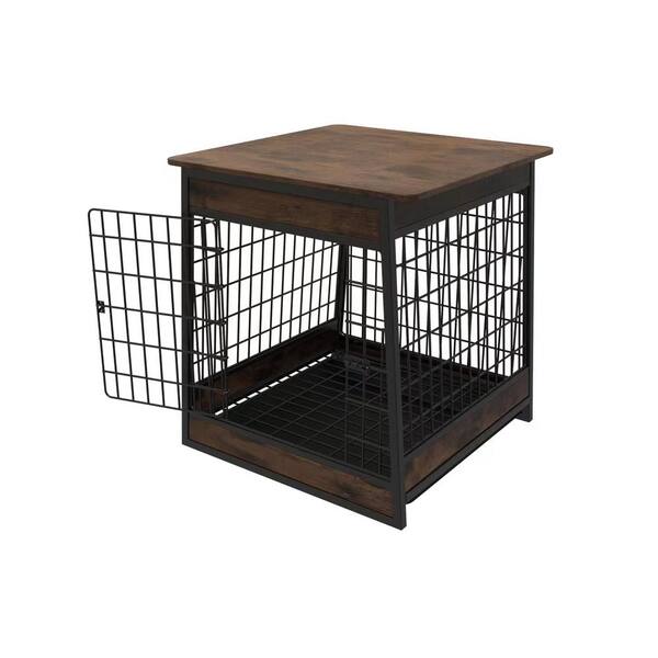 Aleko Dog Kennel Crate Furniture with Drawer and Storage Hooks for Medium Pet 50 lb.