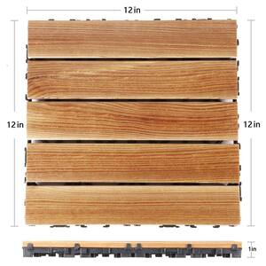 Patio 5-Slat 1 ft. x 1 ft. Wood Interlocking Deck Tile in Brown (27 Per Box)