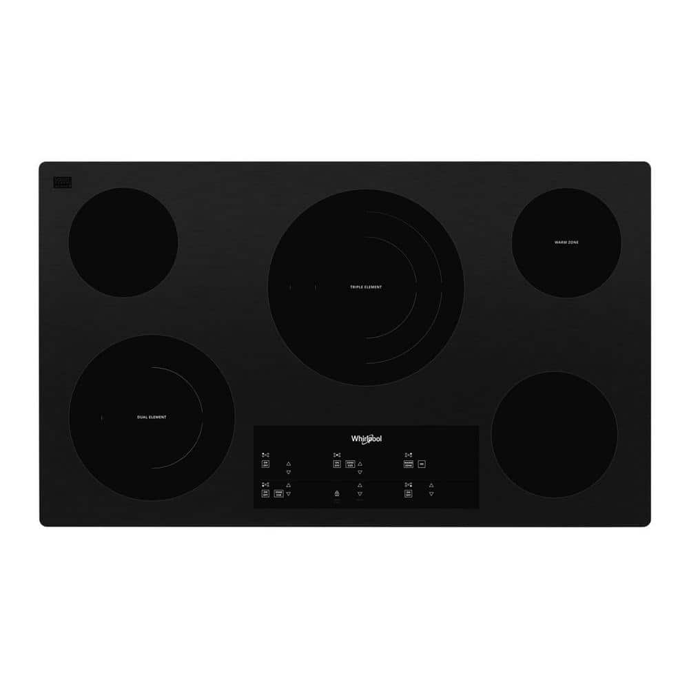 36 in. Radiant Electric Cooktop in Black with 5 Elements Including Warm Zone Element