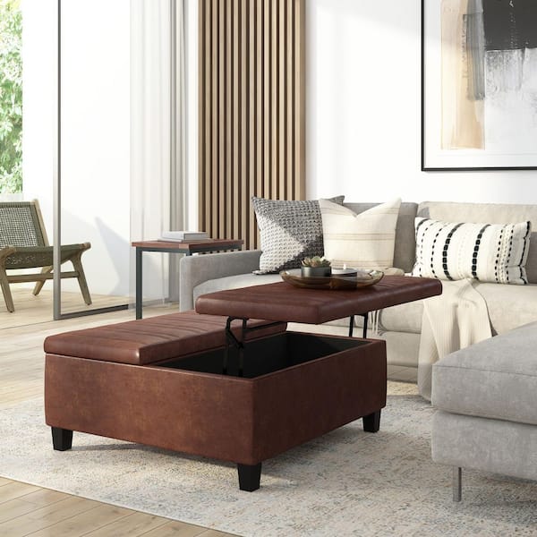 Simpli Home Ellis 36 in. Wide Contemporary Square Coffee