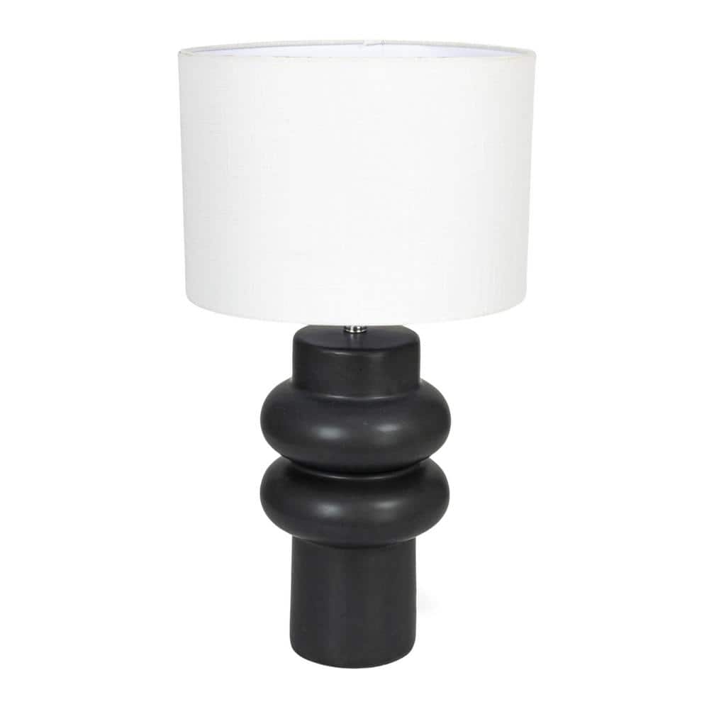 20.25 in. Black Stoneware Table Lamp with White Linen Shade and Swivel Neck price history on PriceWatchPro
