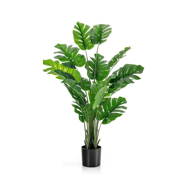 ANGELES HOME 5 ft. Green Indoor Outdoor Decorative Artificial Monstera Deliciosa Plant in Pot, Faux Fake Tree Plant