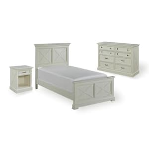 Seaside Lodge 3-Piece Hand Rubbed White Twin Bedroom Set