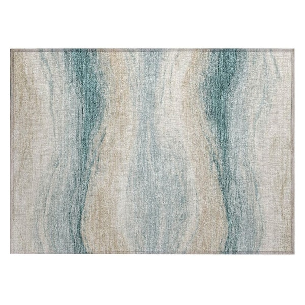 Chantille Machine Washable Indoor/Outdoor Abstract ACN3020 Spa 2 ft. x 3 ft. Accent Rug