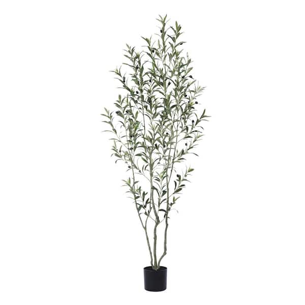 DR.Planzen 6 ft. Artificial Plastic Olive Tree in Pot, Pre-Potted Faux Greenery Olive Plant for Home Decor