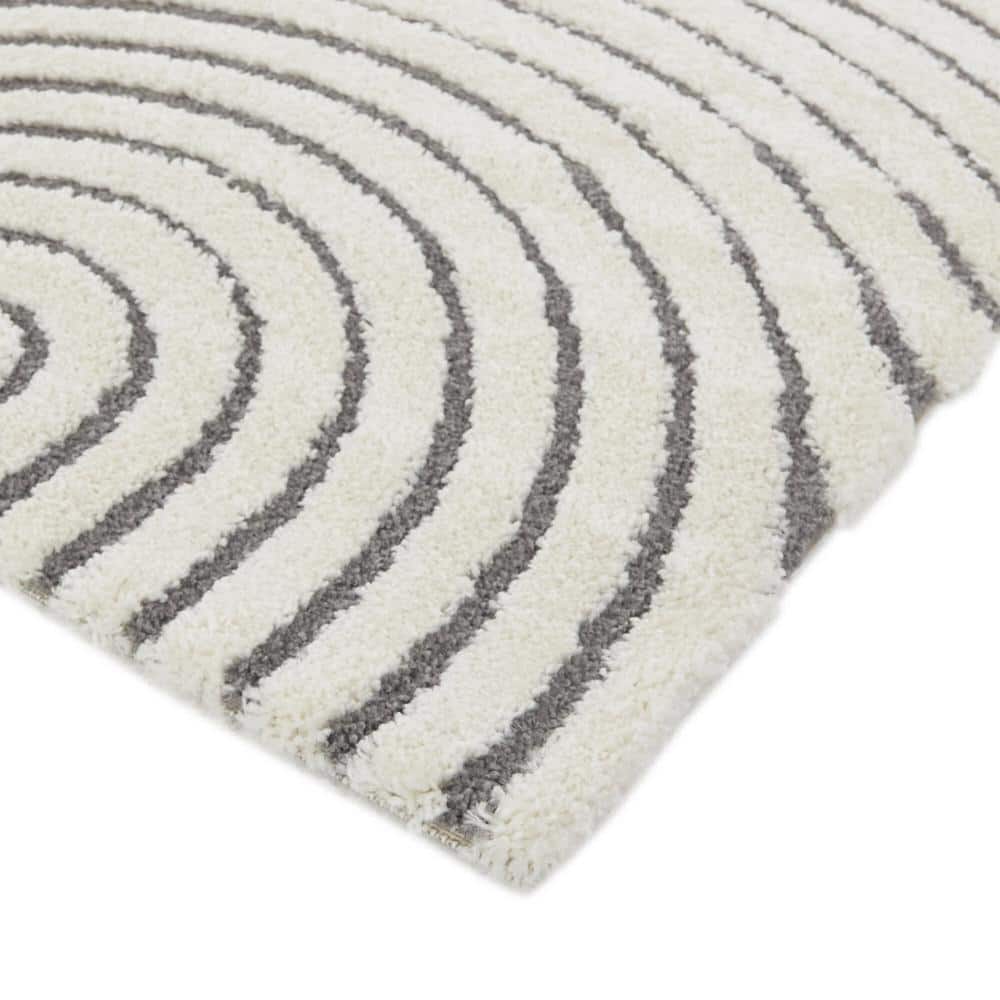 Cream and Grey Abstract Geometric Washable Area Rug