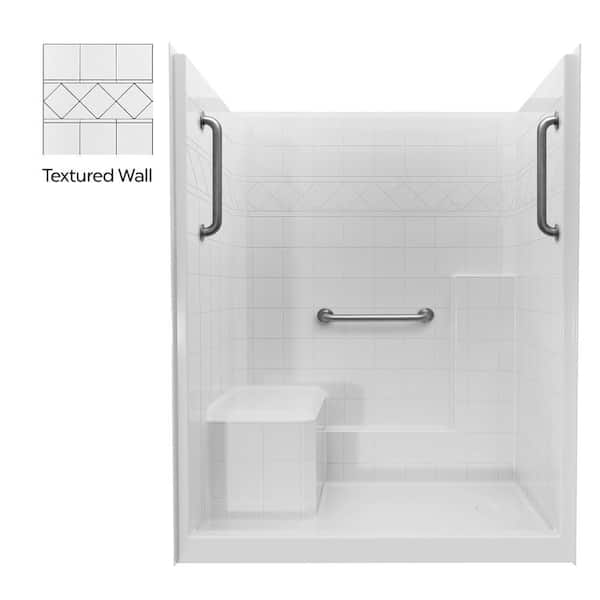 Liberty 60 in. x 36 in. x 77 in. AcrylX 1-Piece Shower Kit with Shower Wall and Shower Pan in White, 3 Chrome Grab Bars